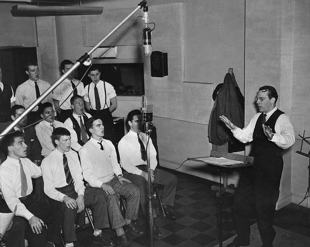 Rutgers Glee Club in the recording studio