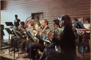 A scanned film image of a Rutgers Alumni Wind Symphony performance.
