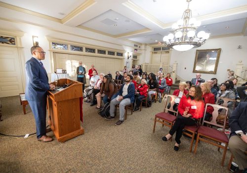 President Jonathan Holloway addresses the Women's League of Rutgers University